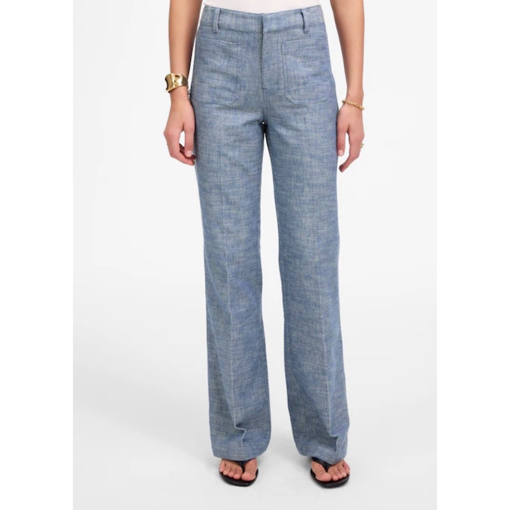 MADEWELL Trouser Pants Chambray Blue Careerwear Chic Minimalist Women 6 NEW